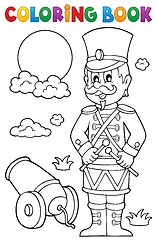 Image showing Coloring book retro soldier