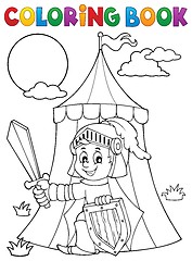 Image showing Coloring book knight by tent theme 1