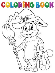 Image showing Coloring book Halloween cat theme 3