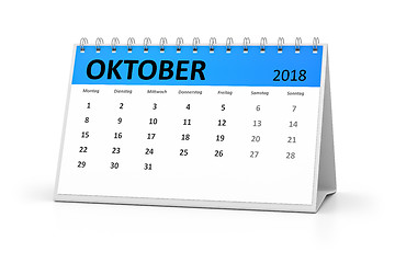 Image showing german language table calendar 2018 october