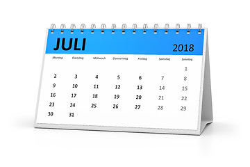 Image showing german language table calendar 2018 july