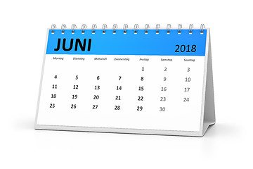 Image showing german language table calendar 2018 june