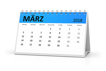Image showing german language table calendar 2018 march