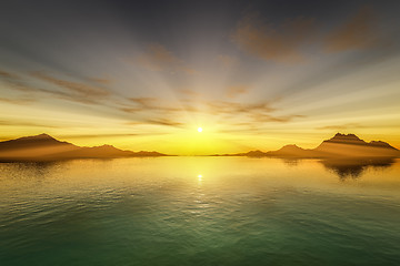 Image showing sunset over the ocean