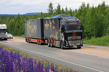 Image showing Volvo FH Show Truck on Scenic Road