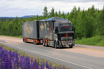 Image showing Volvo FH Show Truck on Scenic Road