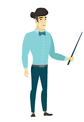 Image showing Asian business man holding pointer stick.