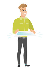 Image showing Businessman holding a contract vector illustration