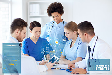 Image showing group of doctors with tablet pc at hospital