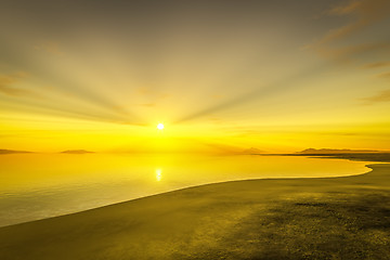 Image showing sunset over the ocean