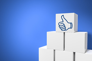 Image showing cubes with thumb up for social networking