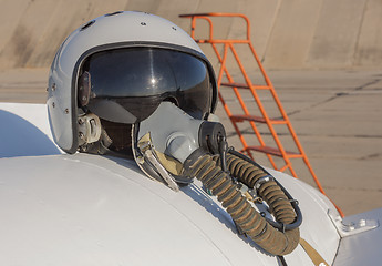 Image showing Helmet and oxygen mask of a military pilot