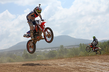 Image showing ARSENYEV, RUSSIA - AUG 30: Rider participates in the  round of t