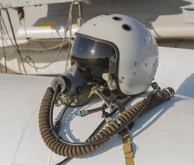 Image showing Helmet and oxygen mask of a military pilot