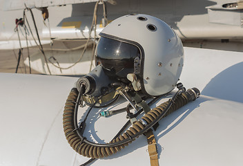 Image showing Helmet and oxygen mask of a military pilot