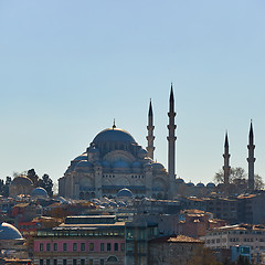 Image showing The Suleymaniye Mosque is an Ottoman imperial mosque in Istanbul, Turkey. It is the largest mosque in the city.