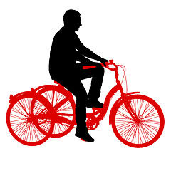 Image showing Silhouette of a tricycle male on white background