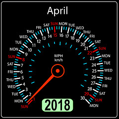 Image showing Year 2018 calendar speedometer car in concept. April