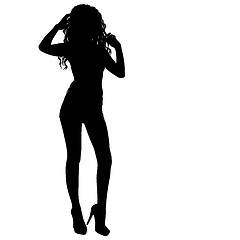 Image showing Beautiful fashion girl silhouette on a white background