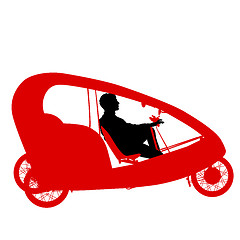 Image showing Silhouette of a tricycle male on white background