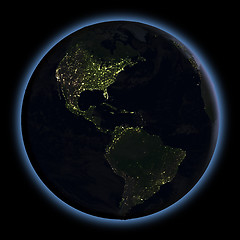 Image showing Americas from space at night