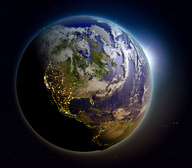 Image showing North America at sunrise