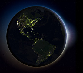 Image showing Americas from space at night