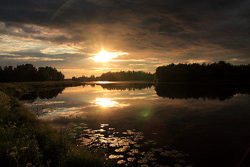 Image showing Lake at sunset