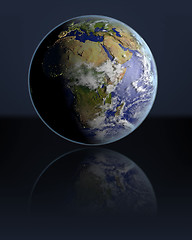 Image showing Globe facing Africa in dark