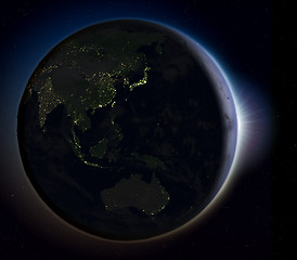 Image showing East Asia from space at night