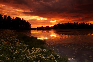 Image showing Lake at sunset