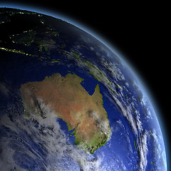 Image showing Australia from space at dawn