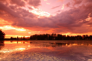 Image showing Lake at sunset