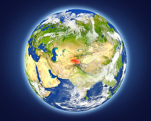 Image showing Tajikistan on planet Earth