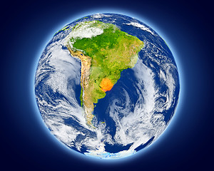 Image showing Uruguay on planet Earth