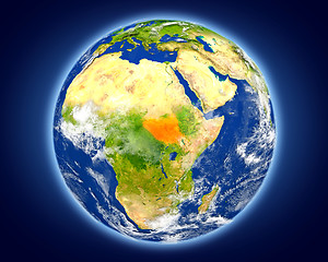 Image showing South Sudan on planet Earth