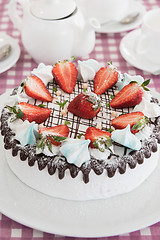 Image showing Tasty strawberry cream cake