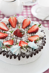 Image showing Tasty strawberry cream cake