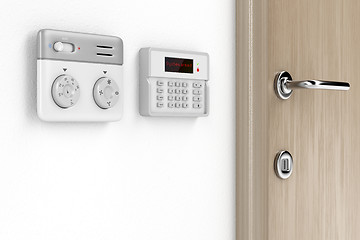 Image showing Thermostat and alarm controls