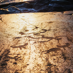 Image showing Petroglyphs At Sunset