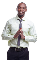 Image showing portrait of handsome young black african smiling man