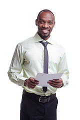 Image showing portrait of handsome young black african smiling man