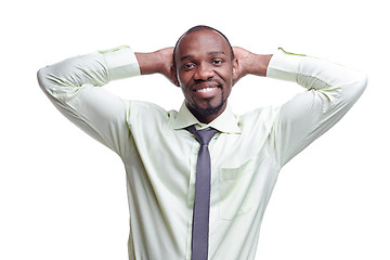 Image showing portrait of handsome young black african smiling man