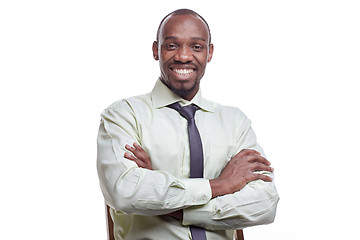 Image showing portrait of handsome young black african smiling man