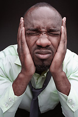 Image showing Scared black man face.