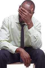 Image showing Scared black man face.