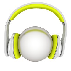 Image showing Headphones with metal ball. 3d illustration