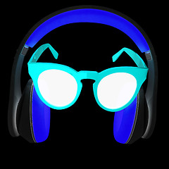 Image showing Sunglasses and headphone for your face. 3d illustration