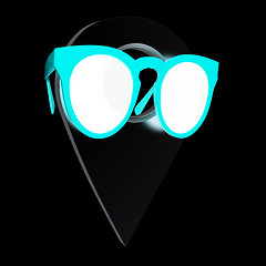 Image showing Glamour map pointer in sunglasses. 3d illustration