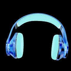 Image showing Golden headphones. 3d illustration